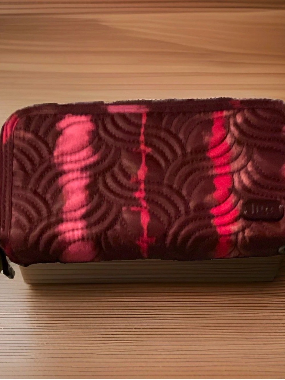 Lug Splits XL RFID Wristlet Wallet - Rare VHTF Shibori Wine Wave Quilted Camo
